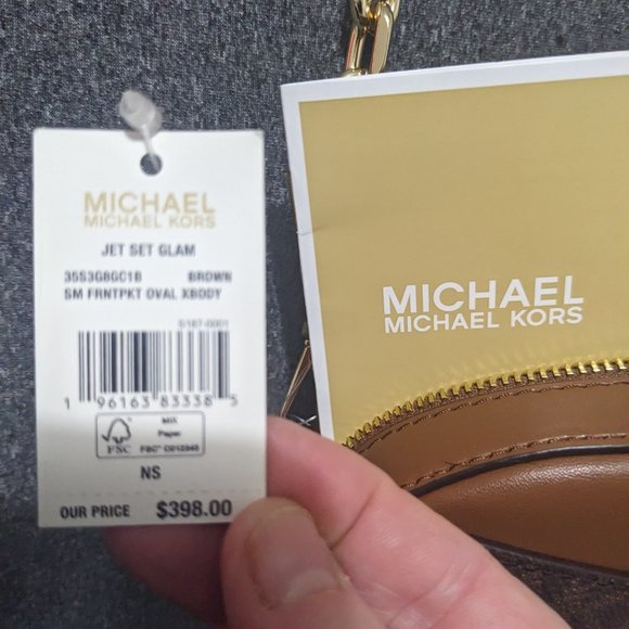 NWT Michael Kors Jet Set Glam Crossbody Oval Bag MK New Brown - Picture 6 of 8